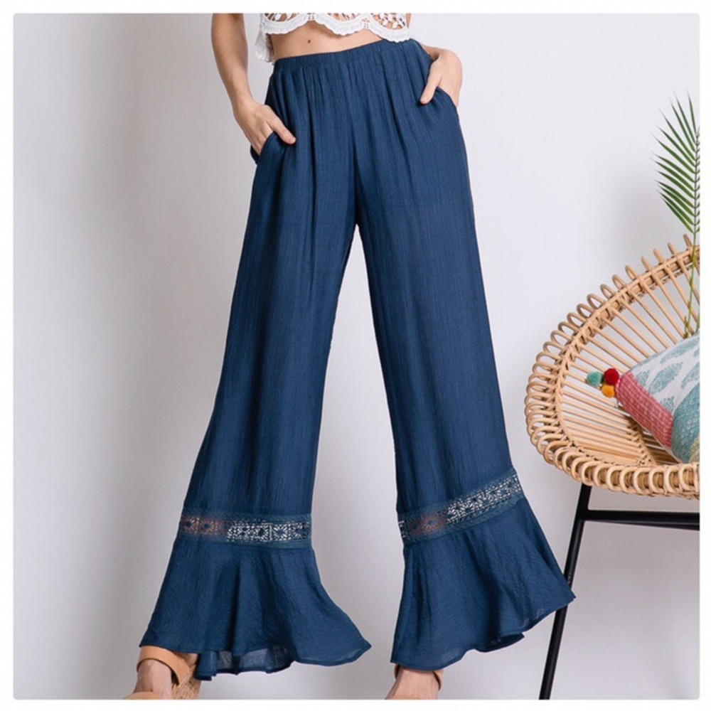 Indigo Teal Palazzo Hippy Pants - Picture 3 of 7